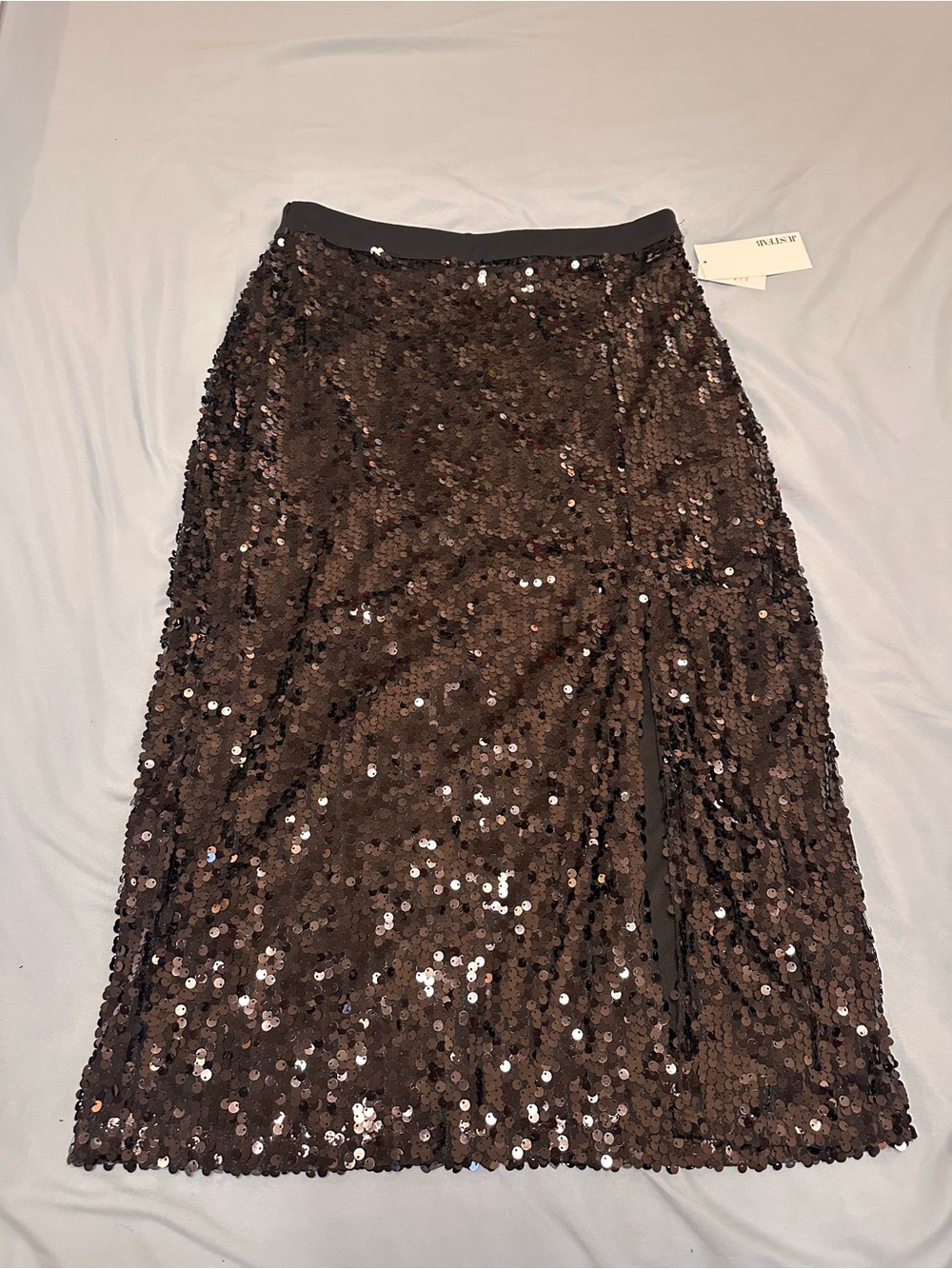 JustFab Black Sequin Midi Skirt